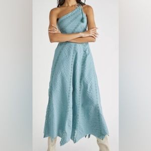 NW0T! Free People Bella Maxi Dress Lace, Lined, One Tie Shoulder Mint XS